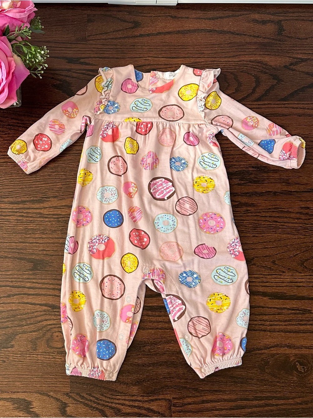 Angel Dear Donut Smiles bamboo romper, size 3-6Mo